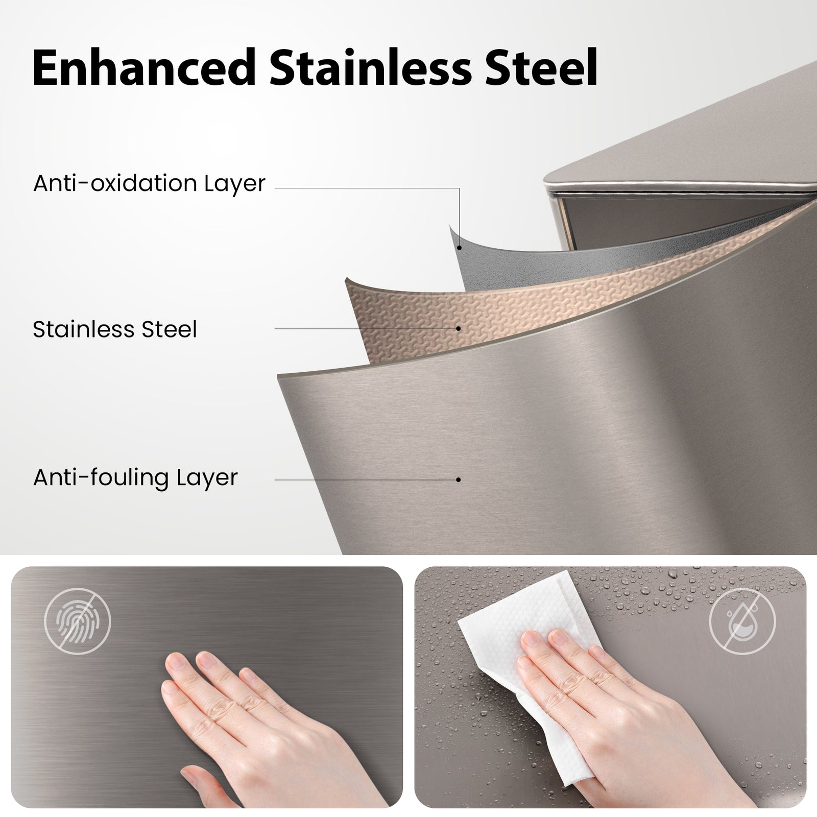 10l slim step can, matte silver