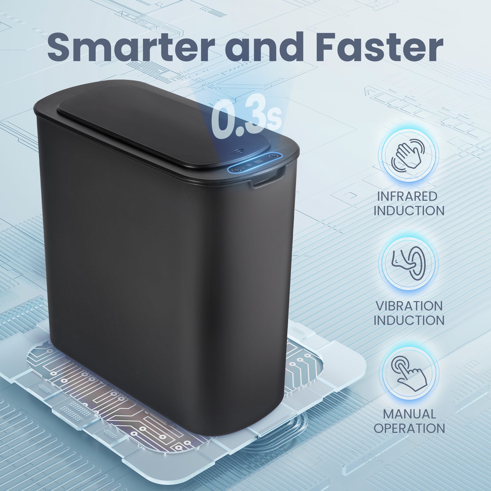 10l slim motion sensor trash can