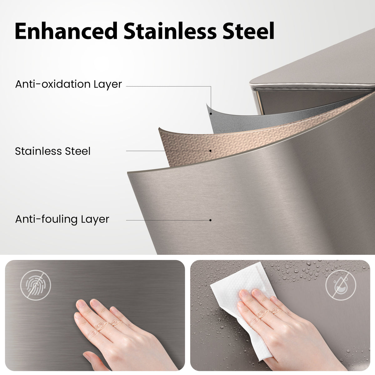 10l slim step can, matte silver