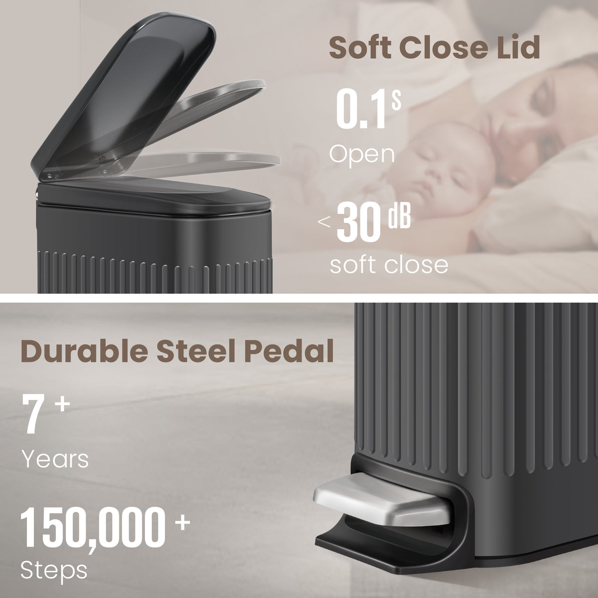 6l slim step cans with columns