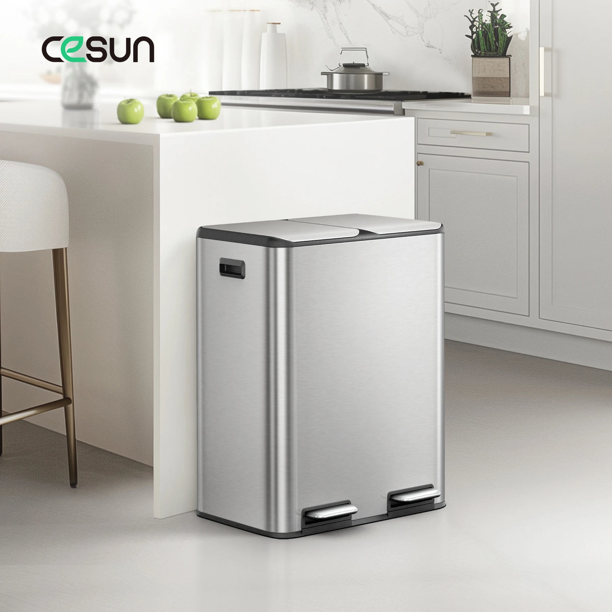 60 liter dual compartment trash can