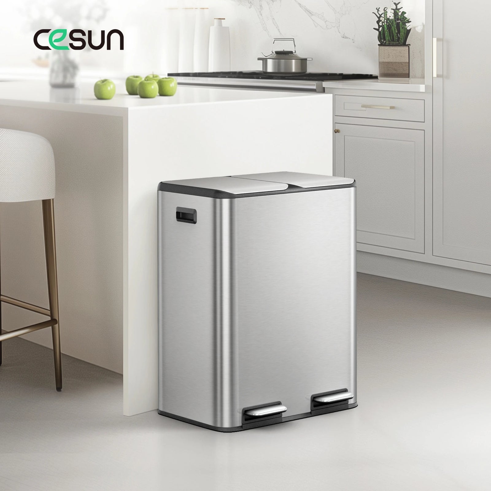 60 liter dual compartment trash can