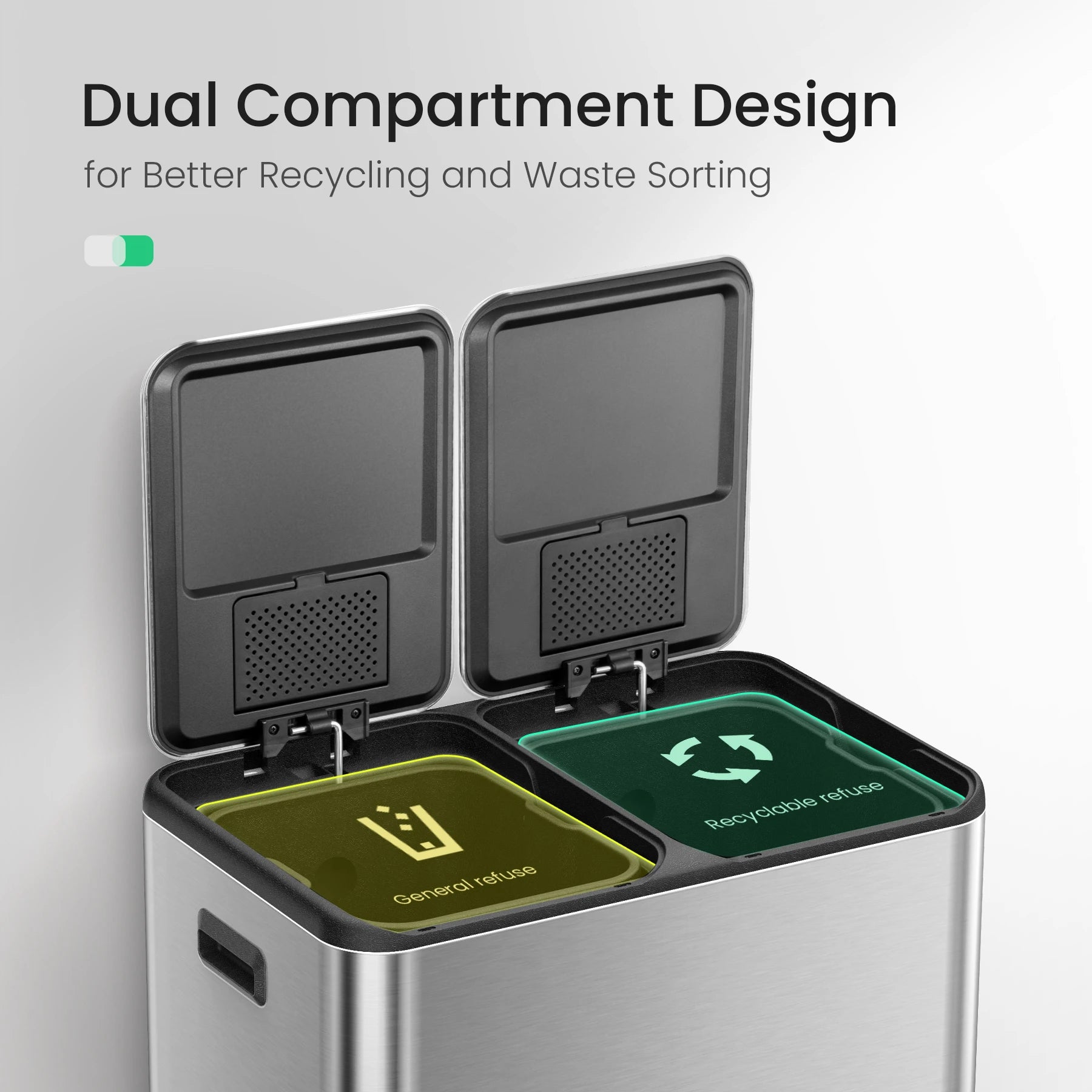 60 liter dual compartment trash can