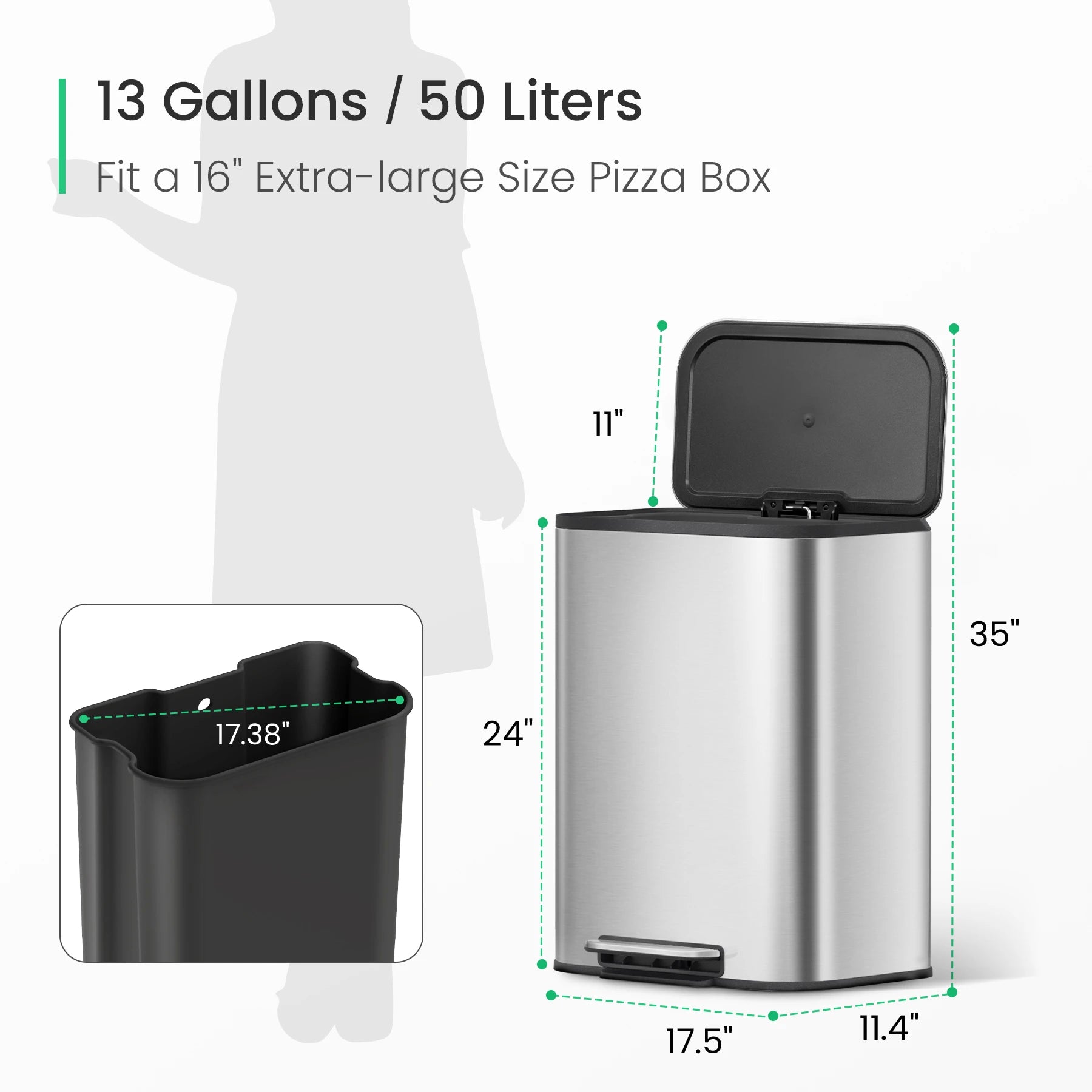 50 liter step trash can