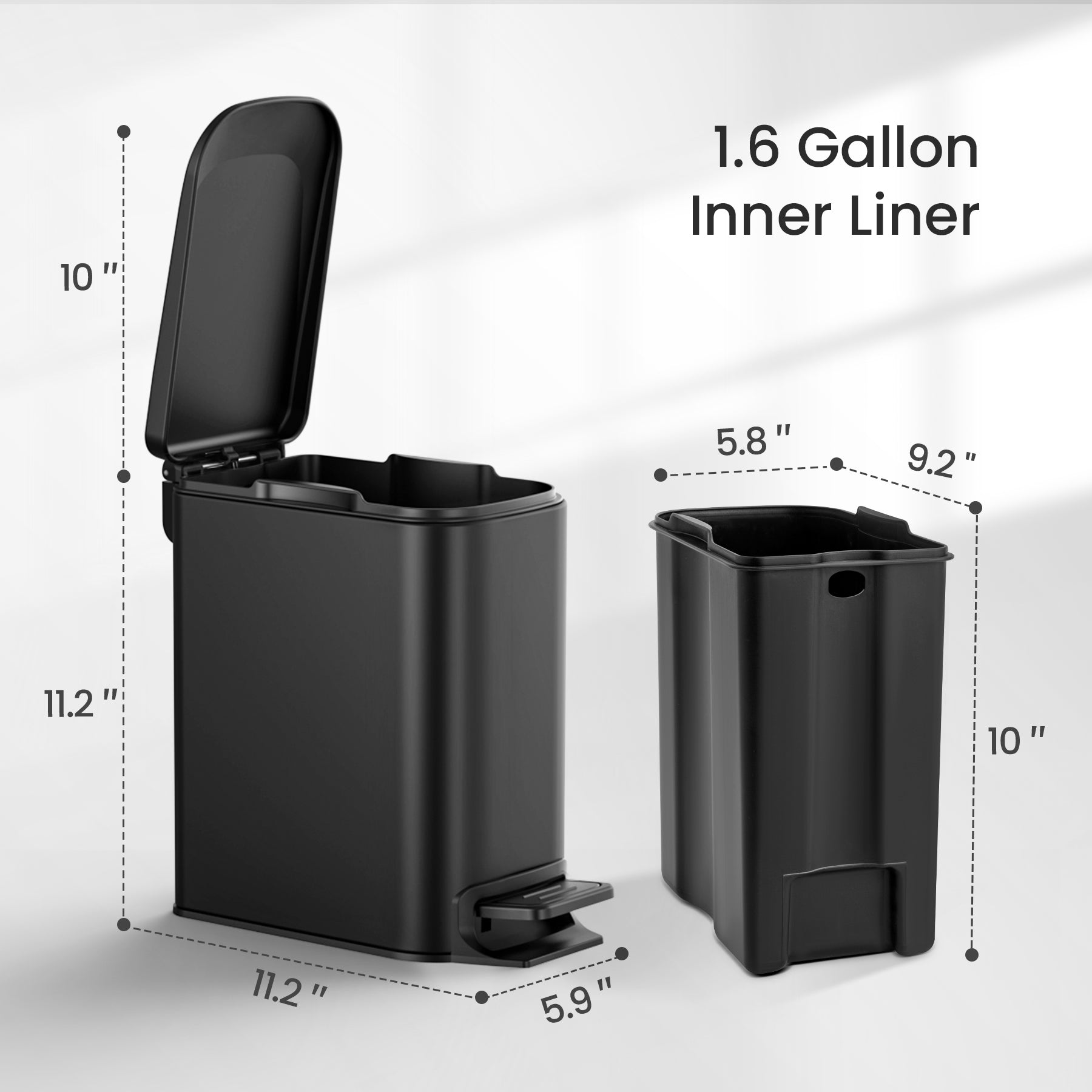trash can with pedal 6l slim step can
