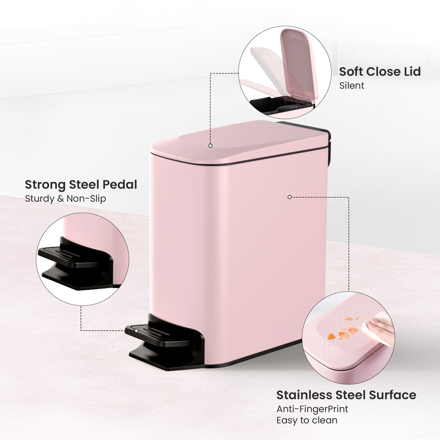 6l slim step can (pink edition)